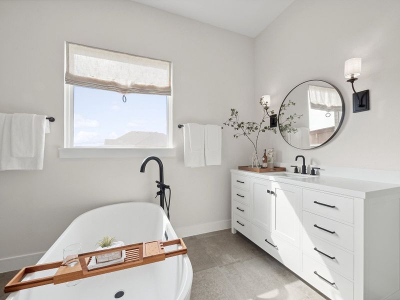 Primary bath with freestanding tub
