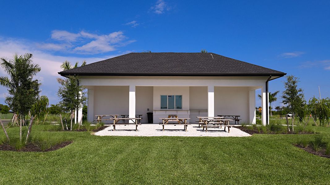 Exterior details and patio area of a home in Skye Ranch Community Group Page, Sarasota (Image 3).