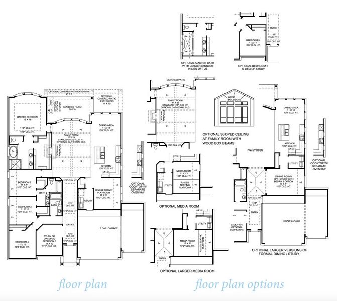 2D floor plan layout for the Hudson II 2802 by J. Patrick Homes in Colton, Montgomery, TX (Image 2).