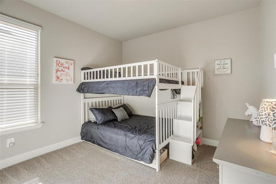 Bedroom with carpet flooring