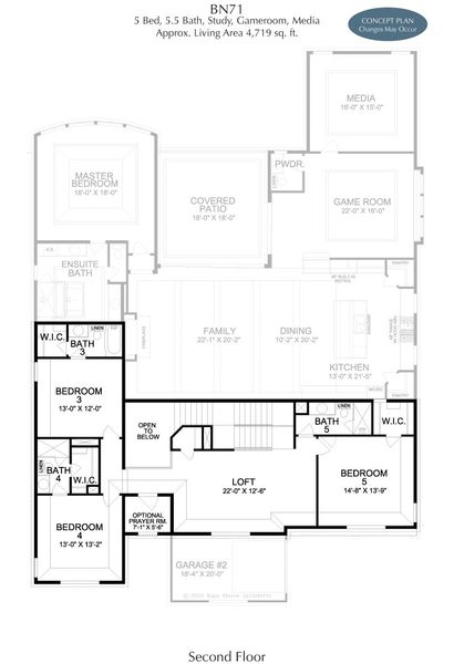2D floor plan layout for the Verano by Landon Homes in Fields Reserve - 70's, Frisco, TX (Image 17). 2D floor plan layout for the Verano by Landon Homes in Fields Reserve - 70's, Frisco, TX (Image 17).
