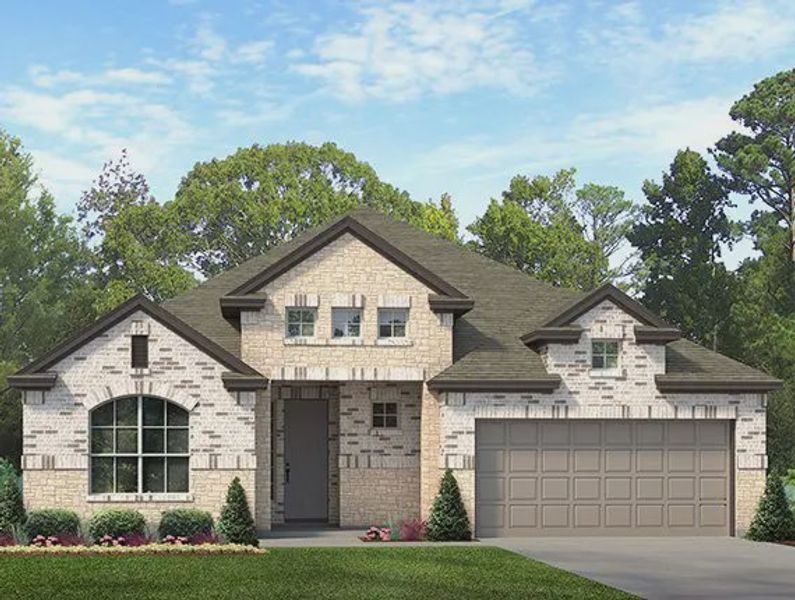 Representative exterior photo of a completed home built from the Bradford by Chesmar Homes in Jordan Ranch 55's, Fulshear, TX (Image 10). Representative exterior photo of a completed home built from the Bradford by Chesmar Homes in Jordan Ranch 55's, Fulshear, TX (Image 10).