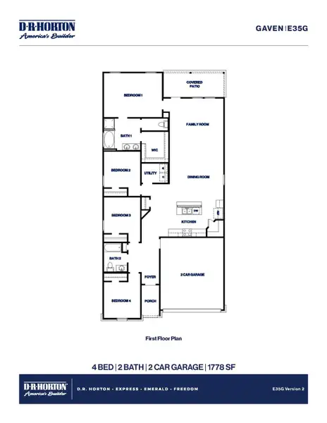 2D floor plan layout of this home in Sunterra Lakes, Brookshire, TX (Image 3).