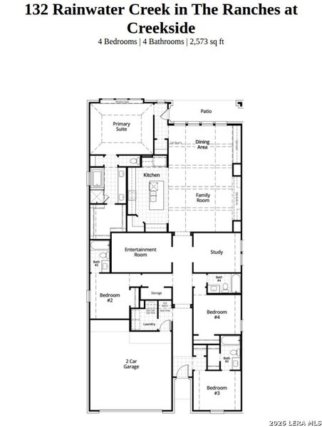 2D floor plan layout of this home in The Ranches at Creekside, Boerne, TX (Image 4).