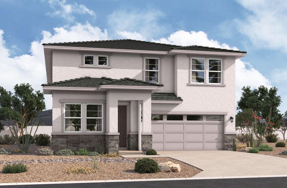 Representative exterior photo of a completed home built from the Sabino by Beazer Homes in Montana Vista: Highland, Buckeye, AZ (Image 2).