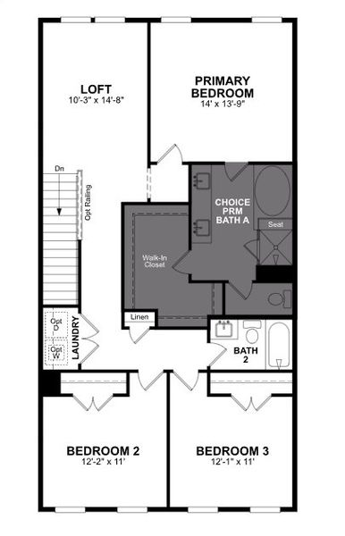 2D floor plan layout of this home in Friendship Village Townhomes, Apex, NC (Image 4).