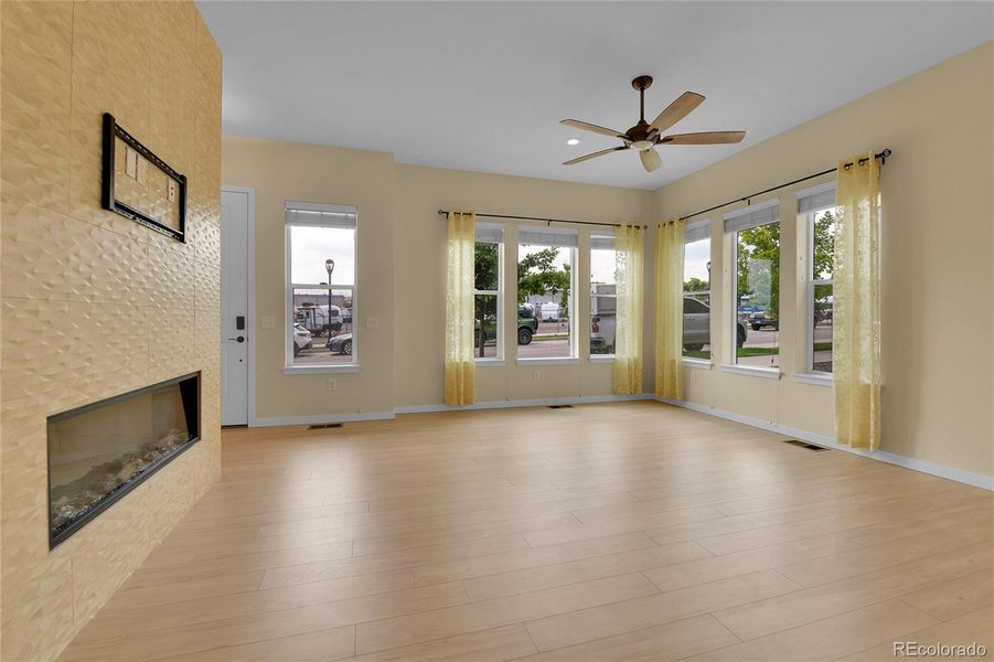 Living Room with Fireplace and Mount for TV