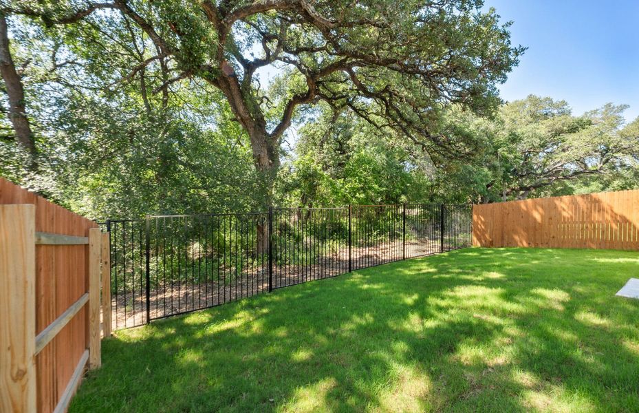 Exterior details and patio area of a home in Saddleback at Santa Rita Ranch, Liberty Hill (Image 29).