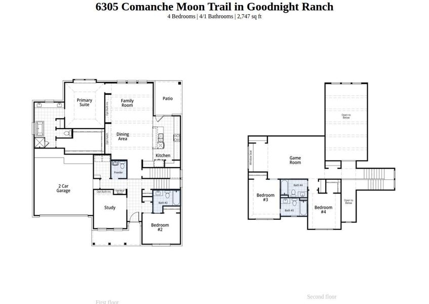 2D floor plan layout of this home in Goodnight Ranch, Austin, TX (Image 3). 2D floor plan layout of this home in Goodnight Ranch, Austin, TX (Image 3).