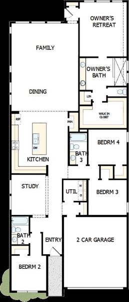 2D floor plan layout of this home in Audubon 45' Homesites, Magnolia, TX (Image 5).