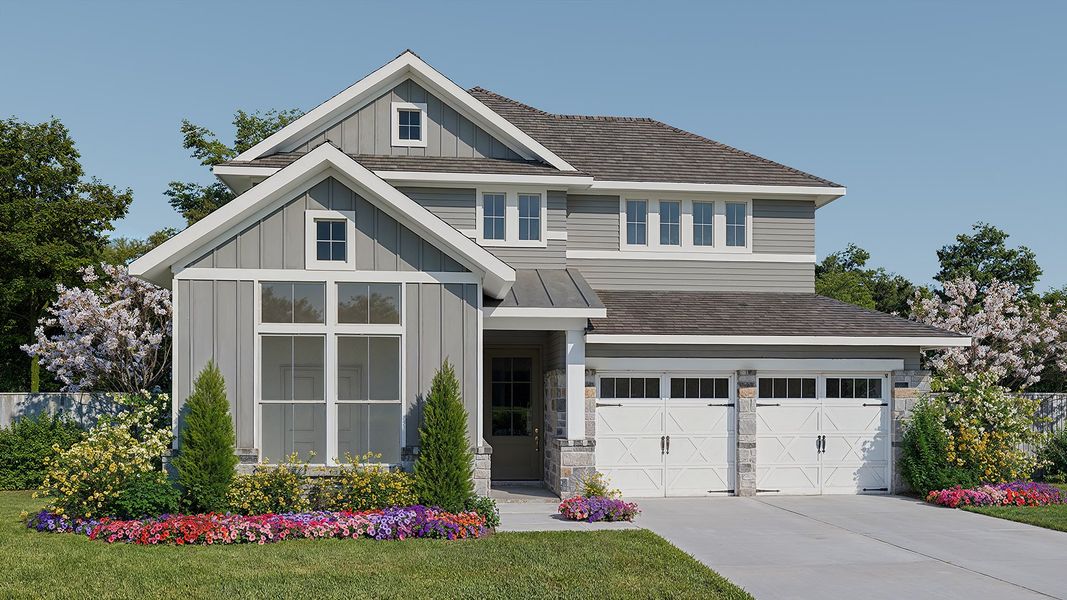 Representative exterior photo of a completed home built from the 2458E by Perry Homes in Esperanza 50', Boerne, TX (Image 2). Representative exterior photo of a completed home built from the 2458E by Perry Homes in Esperanza 50', Boerne, TX (Image 2).