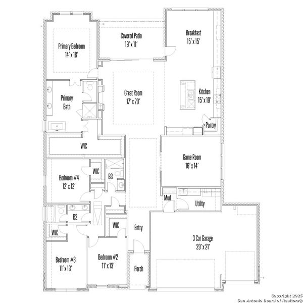 2D floor plan layout of this home in Kinder Ranch 70's, San Antonio, TX (Image 3). 2D floor plan layout of this home in Kinder Ranch 70's, San Antonio, TX (Image 3).