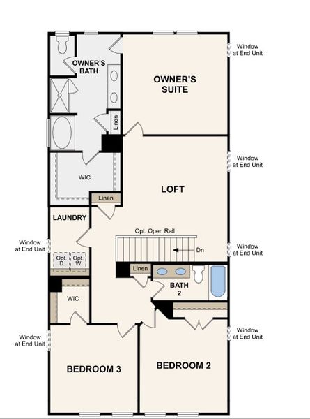 2D floor plan layout for the Aster by Century Communities in Magnolia Square, Austell, GA (Image 4).