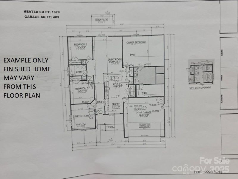 Example only.  Finished home and dimensions may vary from this floor plan.