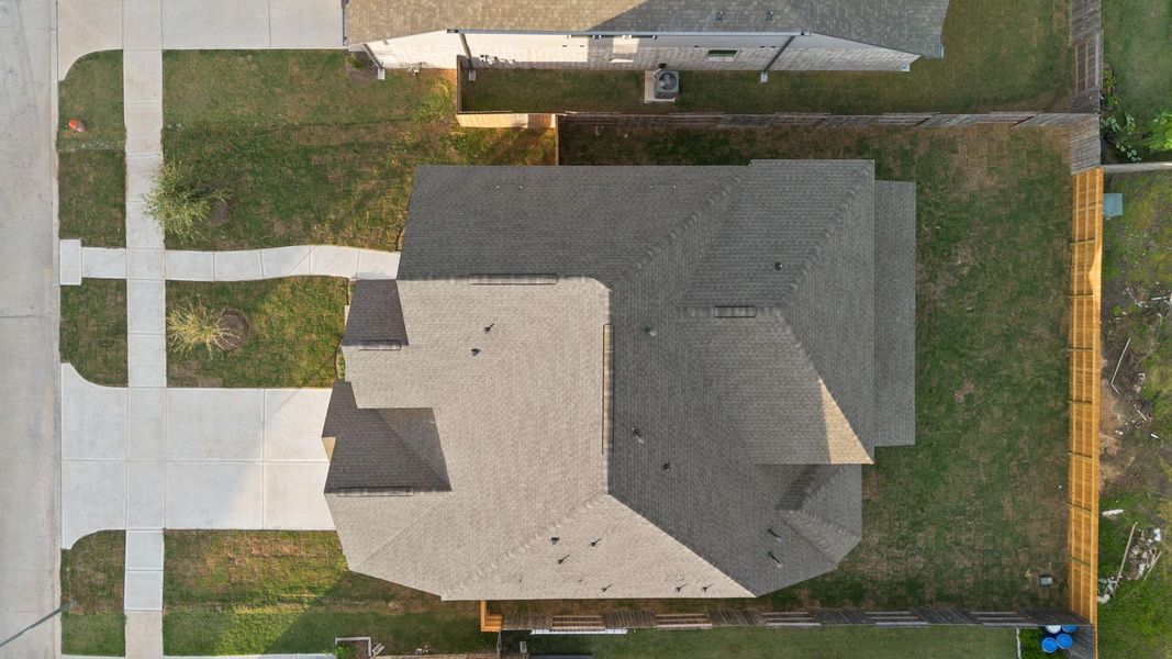 This aerial view of your home shows the amazing view of your lot.