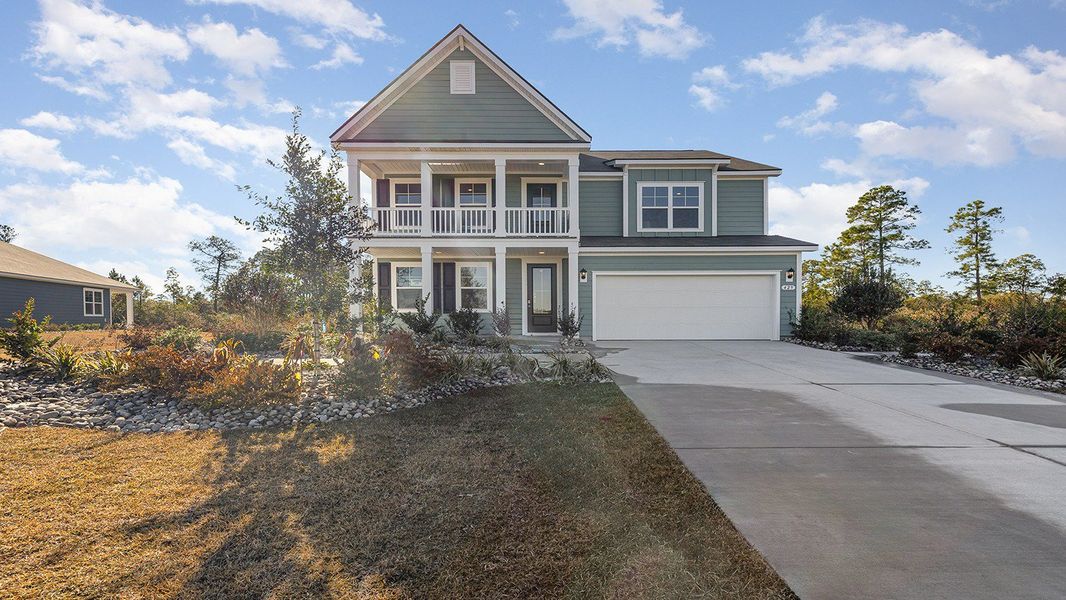 Representative exterior photo of a completed home built from the HARBOR OAK by D.R. Horton in Auberon Woods, Conway, SC (Image 1).