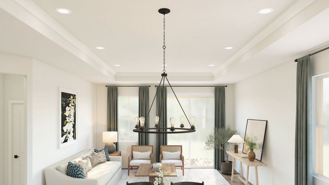 Dining area with ceiling treatment Dining area with ceiling treatment