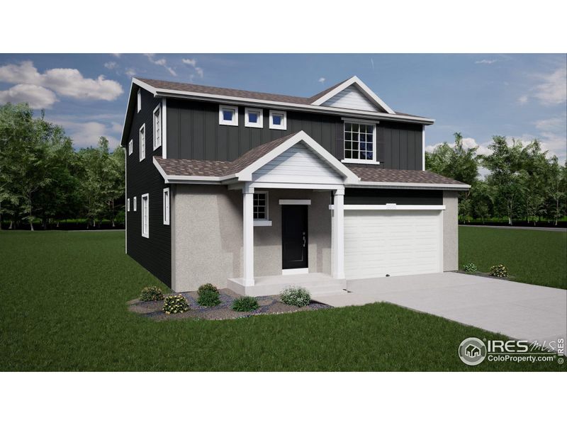Front exterior of a new home in , Johnstown, CO, highlighting curb appeal (Image 1). Front exterior of a new home in , Johnstown, CO, highlighting curb appeal (Image 1).
