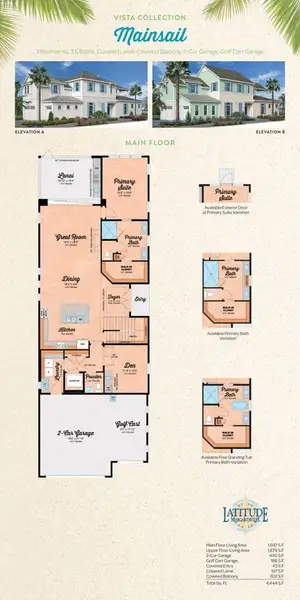 2D floor plan layout for the Mainsail by Minto Communities in Latitude Margaritaville Watersound, Panama City Beach, FL (Image 2). 2D floor plan layout for the Mainsail by Minto Communities in Latitude Margaritaville Watersound, Panama City Beach, FL (Image 2).