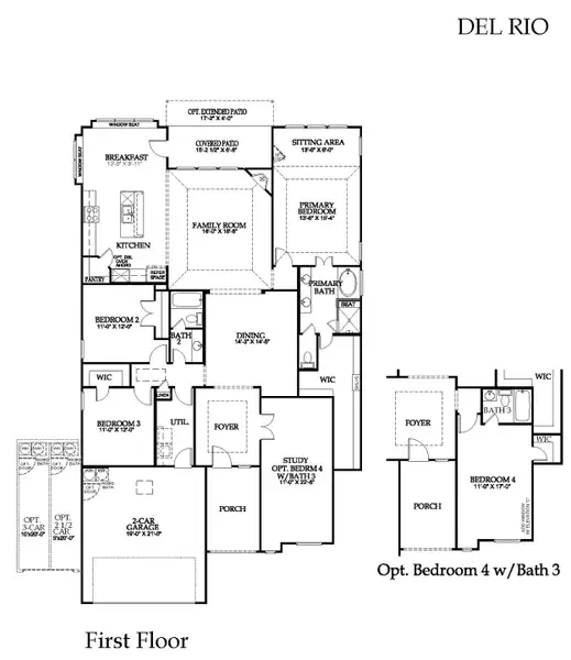 2D floor plan layout for the Del Rio by Windsor Homes in Anna Town Square, Anna, TX (Image 5).