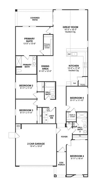2D floor plan layout for the Orinoco by K. Hovnanian® Homes in Monroe Ranch, Buckeye, AZ (Image 3). 2D floor plan layout for the Orinoco by K. Hovnanian® Homes in Monroe Ranch, Buckeye, AZ (Image 3).