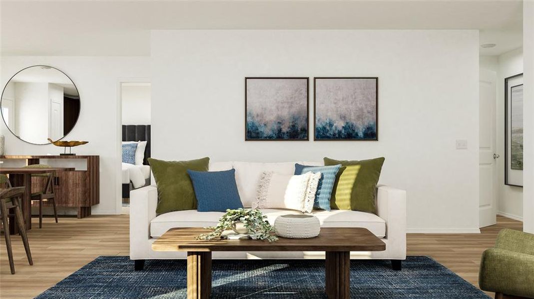 Living room featuring hardwood / wood-style flooring