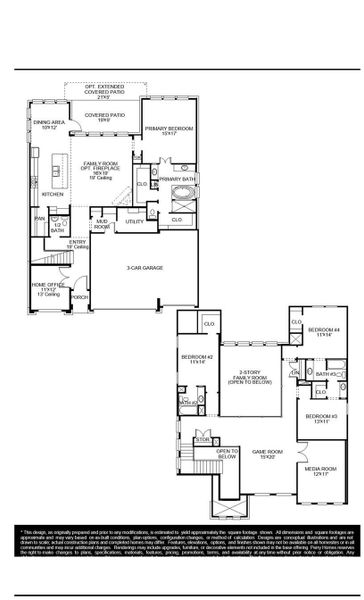 2D floor plan layout of this home in Lakes of Cane Island, Katy, TX (Image 2).