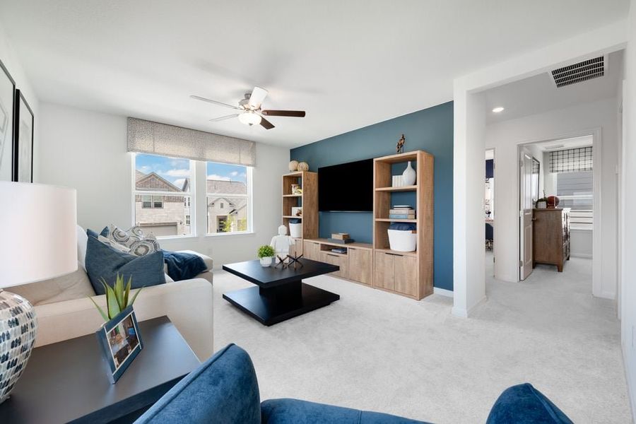 Representative furnished interior of a home built from the Osprey by Taylor Morrison in Longview 40s, Del Valle (Image 12). Representative furnished interior of a home built from the Osprey by Taylor Morrison in Longview 40s, Del Valle (Image 12).