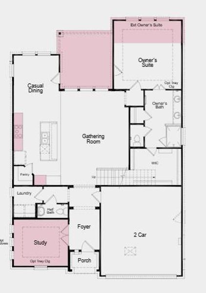 Structural options added include: Gourmet kitchen, study, windows at study, extended primary suite, mud set shower at primary bath, bedroom 4, full bathroom 3, horizontal rails at staircase, and covered patio.