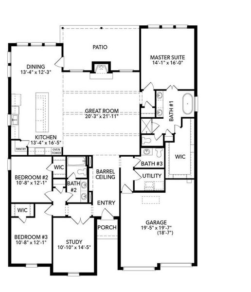 2D floor plan layout of this home in Timberbrook, Justin, TX (Image 3).
