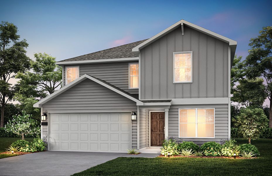 The Sandalwood, a two-story home with 2-car garage, shown with Home Exterior HC103