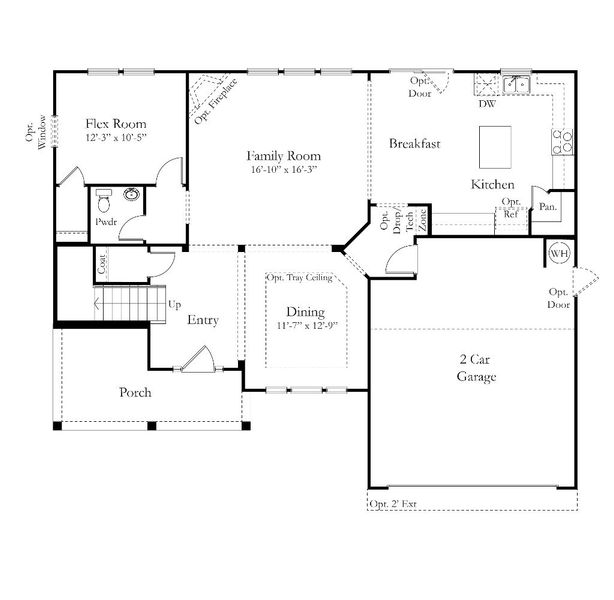 2 story single family home, all white, 2 car garage