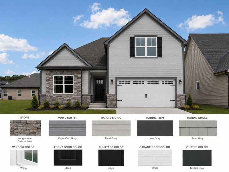 Exterior Color and Design Selections for the Home! 4-Side Hardie Board with Stone Details Exterior Color and Design Selections for the Home! 4-Side Hardie Board with Stone Details