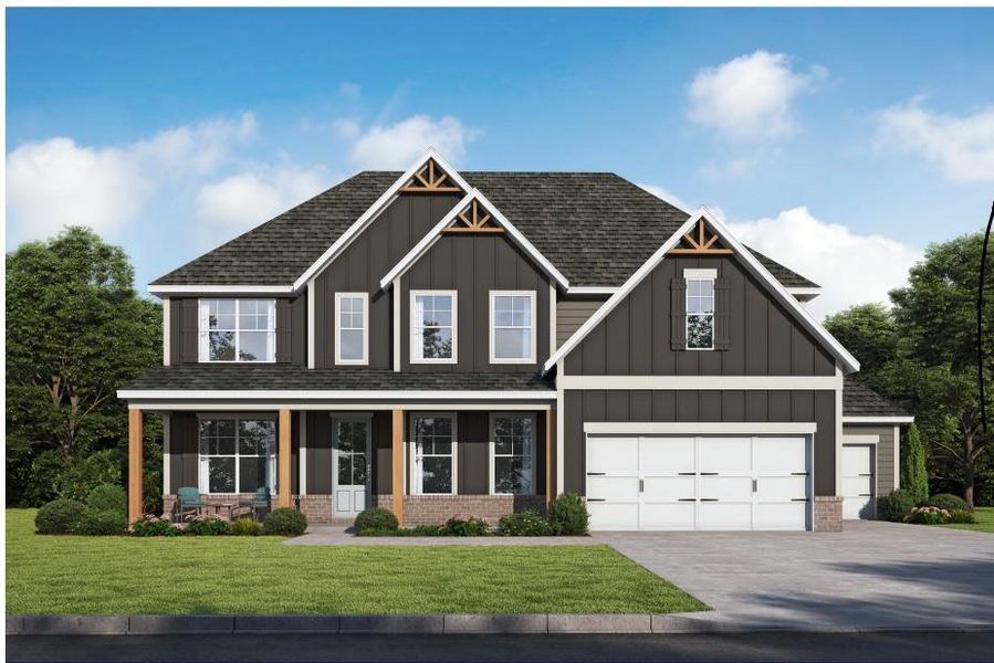 Front exterior of a new home in The Manor at Gainesville Township, Gainesville, GA, highlighting curb appeal (Image 1).