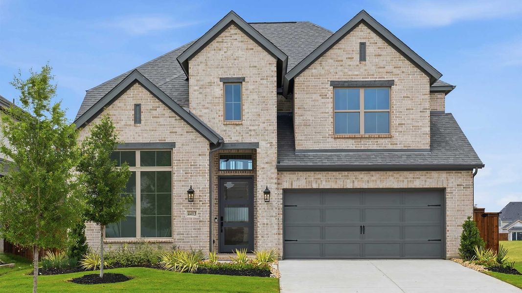 Front exterior of a new home in Mosaic, Celina, TX, highlighting curb appeal (Image 1). Front exterior of a new home in Mosaic, Celina, TX, highlighting curb appeal (Image 1).