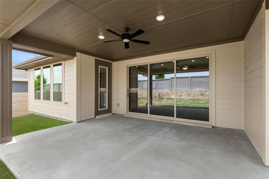 Exterior details and patio area of a home in Inspiration Collection 60 at Painted Tree, McKinney (Image 3). Exterior details and patio area of a home in Inspiration Collection 60 at Painted Tree, McKinney (Image 3).