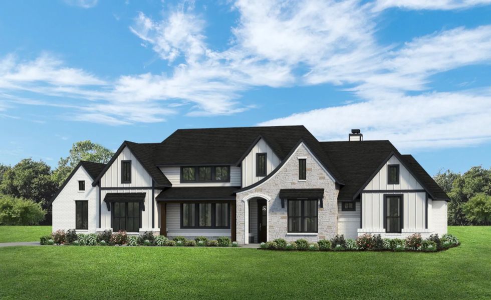 Representative exterior photo of a completed home built from the The Avery by Elmwood Custom Homes in Matthews Farm, Venus, TX (Image 8). Representative exterior photo of a completed home built from the The Avery by Elmwood Custom Homes in Matthews Farm, Venus, TX (Image 8).