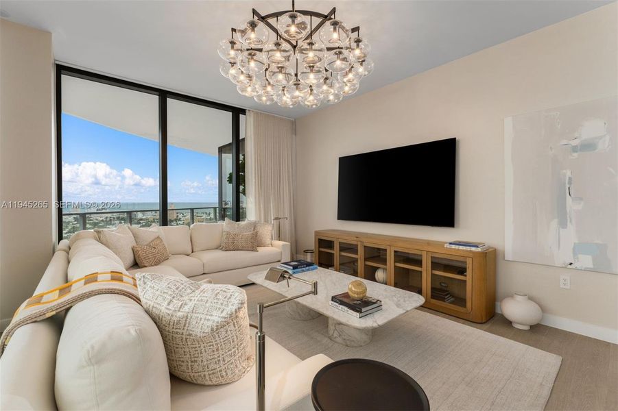 Furnished interior view inside a new home in Five Park, Miami Beach (Image 5).