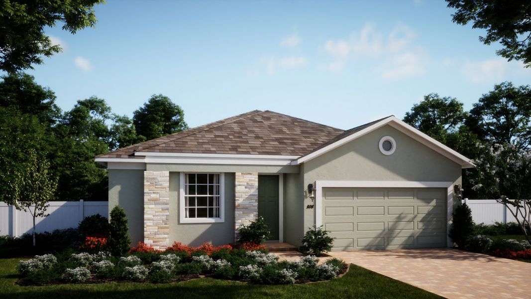 Representative exterior photo of a completed home built from the Selby Flex by Risewell Homes in Trinity Lakes, Groveland, FL (Image 12). Representative exterior photo of a completed home built from the Selby Flex by Risewell Homes in Trinity Lakes, Groveland, FL (Image 12).