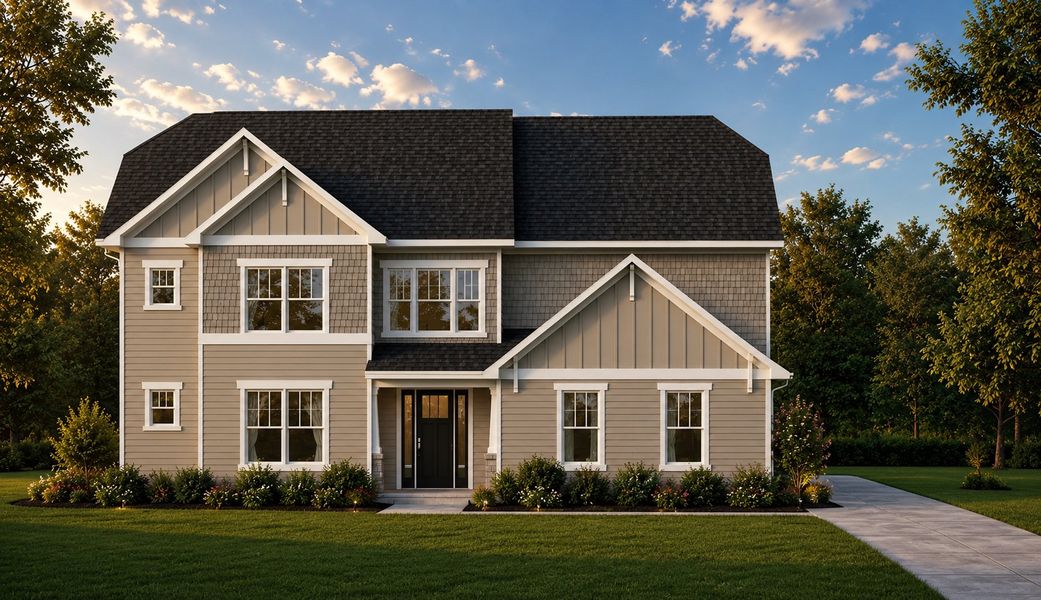 Representative exterior photo of a completed home built from the Churchill by Acrew Homes in Farmstead, Winterville, NC (Image 5).