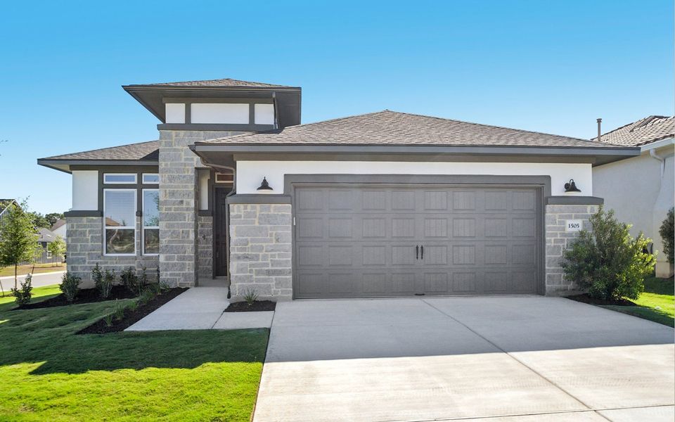 Front exterior of a new home in Traditional at Kissing Tree, San Marcos, TX, highlighting curb appeal (Image 1). Front exterior of a new home in Traditional at Kissing Tree, San Marcos, TX, highlighting curb appeal (Image 1).