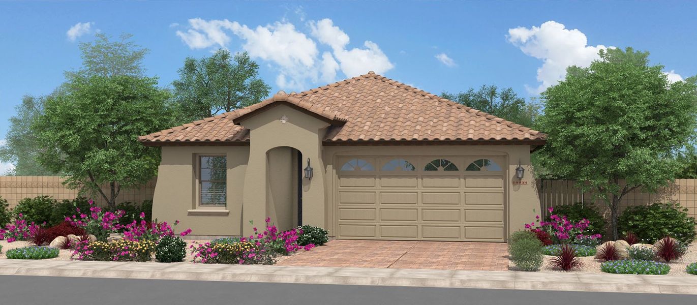 Representative exterior photo of a completed home built from the Bennett by Fulton Homes in Calistoga at Enclave, Litchfield Park, AZ (Image 1). Representative exterior photo of a completed home built from the Bennett by Fulton Homes in Calistoga at Enclave, Litchfield Park, AZ (Image 1).