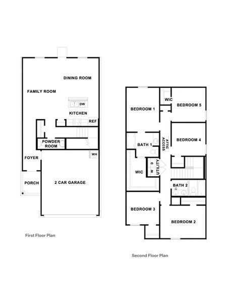 2D floor plan layout for the The Donna by D.R. Horton in Bollinger, Maxwell, TX (Image 3).