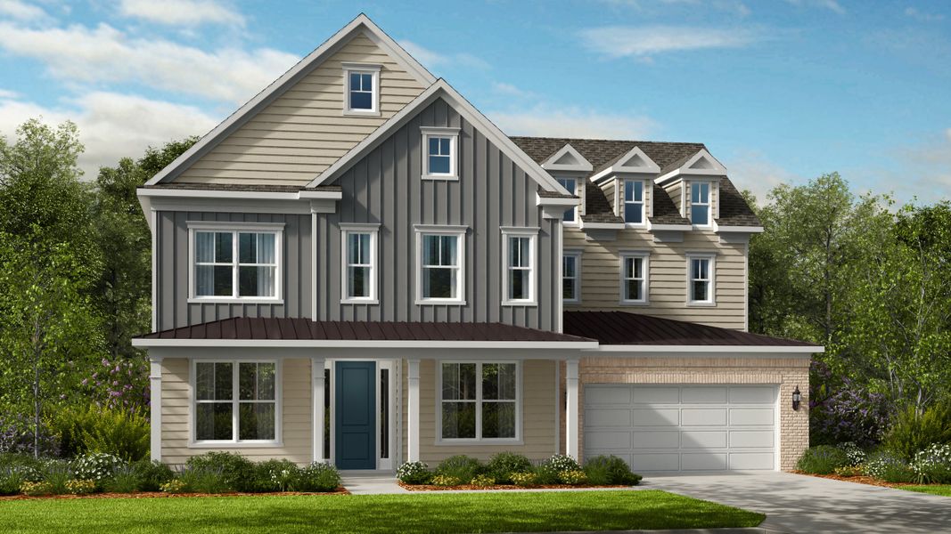 Representative exterior photo of a completed home built from the Essex II by Taylor Morrison in Stafford at Langtree, Mooresville, NC (Image 8).