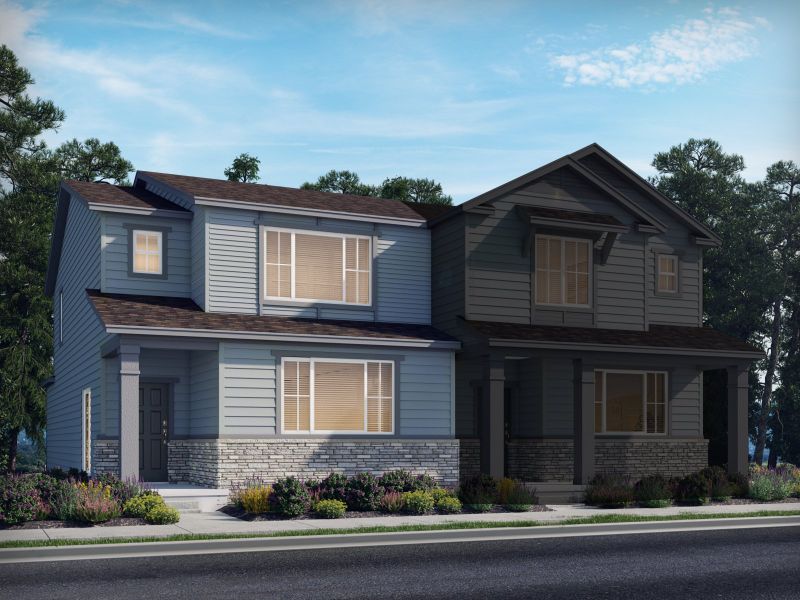 Representative exterior photo of a completed home built from the The Eldora by Meritage Homes in York Station, Thornton, CO (Image 4). Representative exterior photo of a completed home built from the The Eldora by Meritage Homes in York Station, Thornton, CO (Image 4).