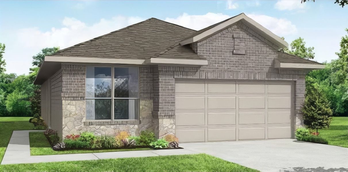 Representative exterior photo of a completed home built from the Birch by Impression Homes in Belmont, Aubrey, TX (Image 1). Representative exterior photo of a completed home built from the Birch by Impression Homes in Belmont, Aubrey, TX (Image 1).