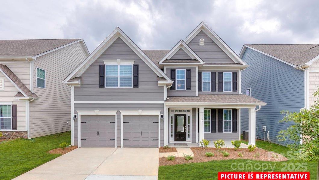 Front exterior of a new home in Brantley, Mooresville, NC, highlighting curb appeal (Image 1).