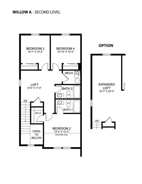 2D floor plan layout for the Willow by Hartford Homes in Prairie Song, Windsor, CO (Image 4). 2D floor plan layout for the Willow by Hartford Homes in Prairie Song, Windsor, CO (Image 4).
