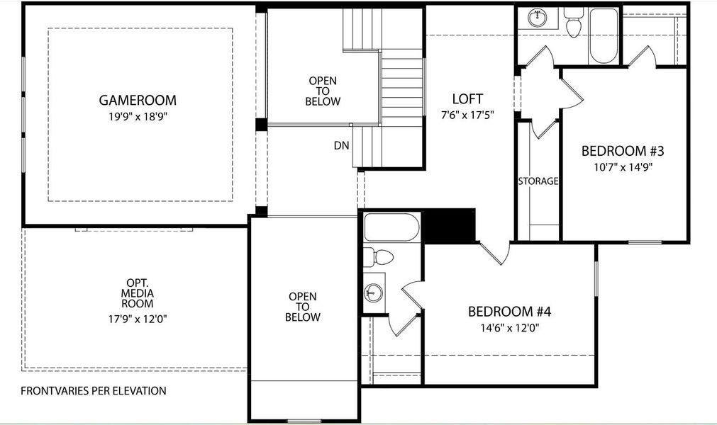 2D floor plan layout of this home in Hilltop Ranch, Leander, TX (Image 3).