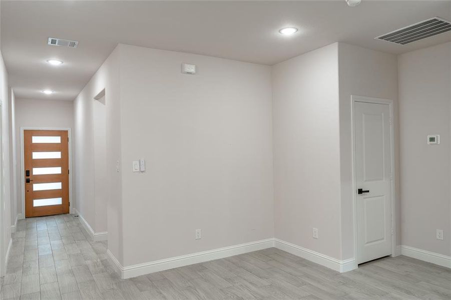 Foyer entrance featuring light wood-type flooring